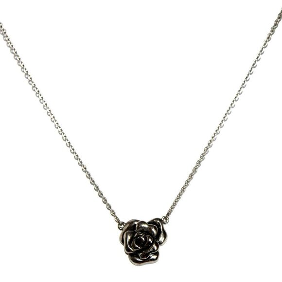 Womens Ladies 18" Solid Stainless Steel Chain Rose of Sharon Pendant Necklace - Picture 3 of 5